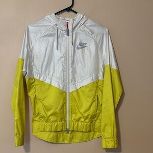Nike White and Yellow Hooded Jacket